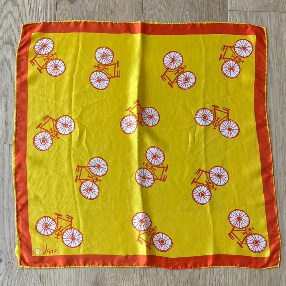 Vintage Vera Neumann Yellow & Orange Bicycle Print Scarf